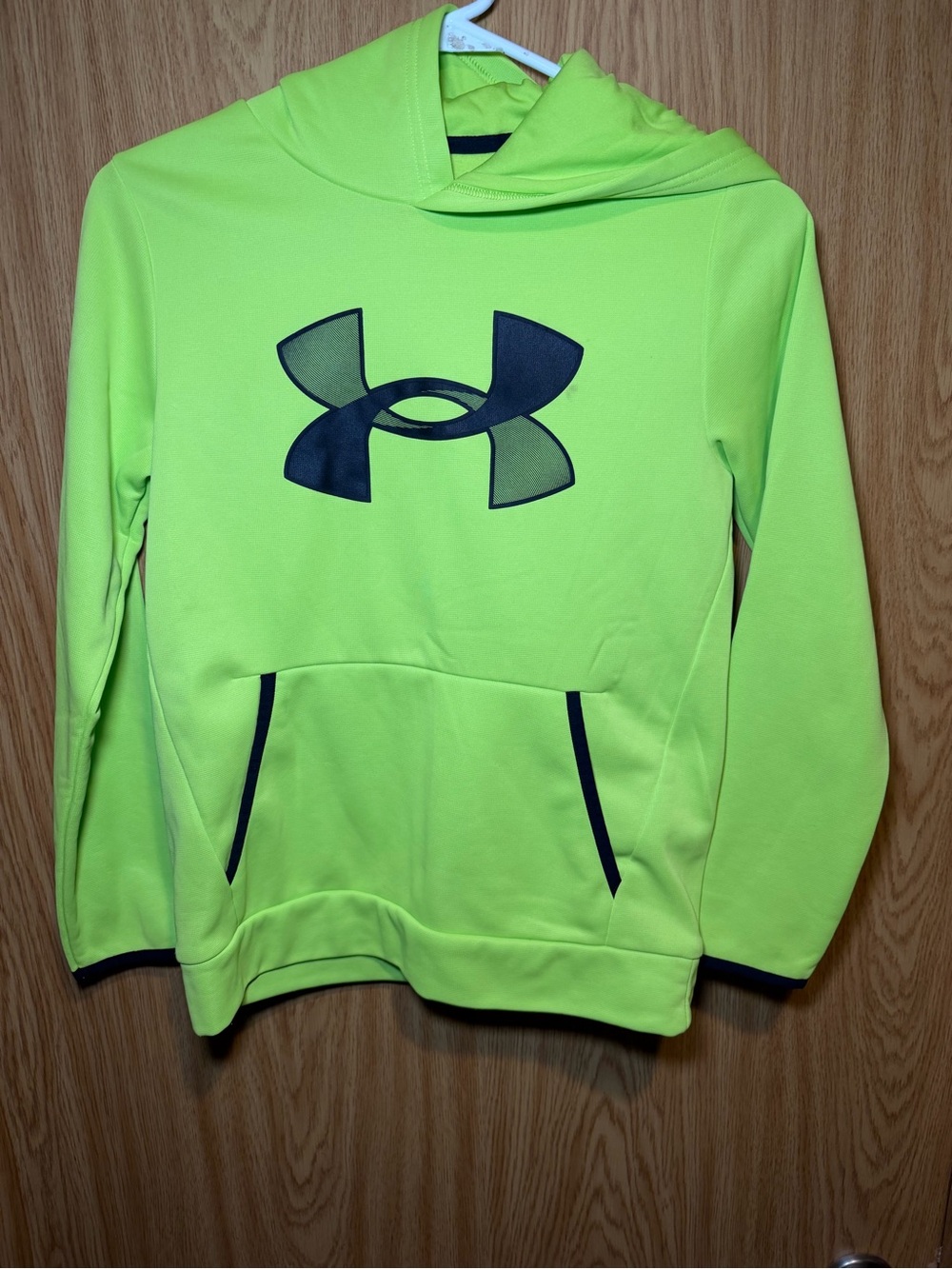 Under Armor Youth Boys Medium Hoodie Neon Green Pouch Pocket Y2K Kids.Black Logo